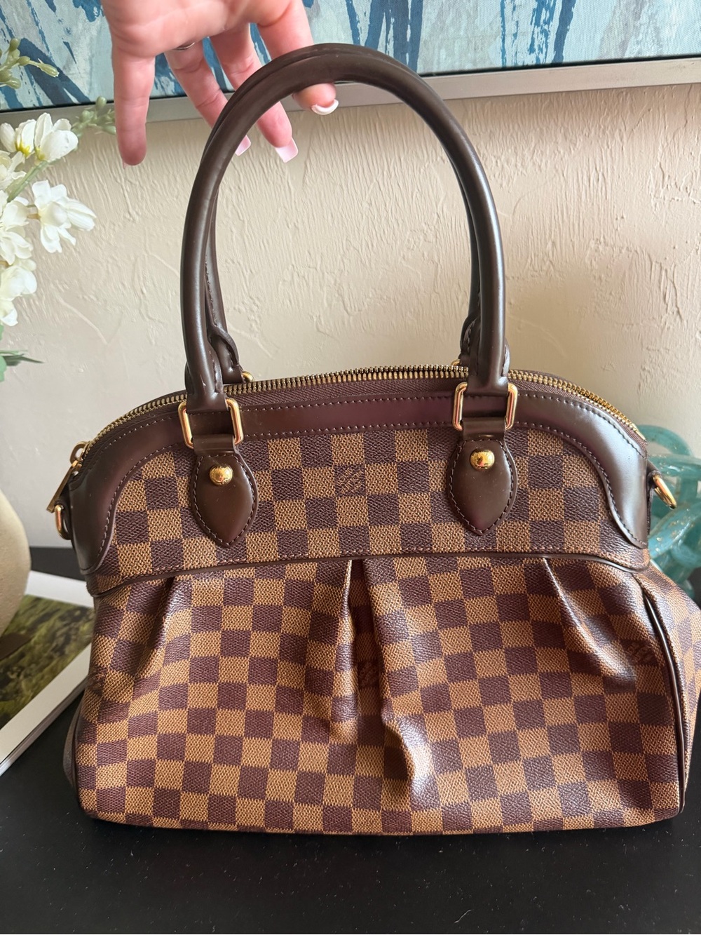 AUTHENTIC Louis Vuitton Damier PM Bag with Red interior